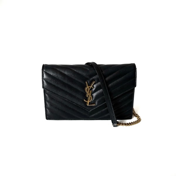 Saint Laurent Monogram Envelope Bag in Quilted Grained Leather